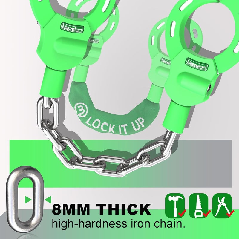 Mezelon Electric Scooter Lock, 8mm Chain Lock Bike Locks Heavy Duty Anti Theft with 3 Keys for E-Bike/Electric Scooters - Image 4